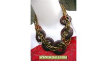 Bcbali Golden Beaded Wrap Wooden Necklaces